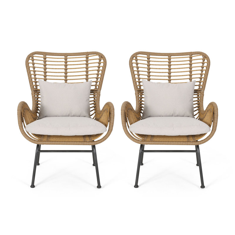 Bowerman Upholstered Armchair, Beige / Light Brown