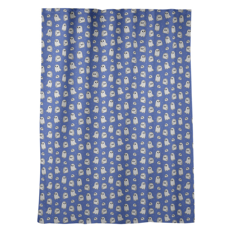 Panneau de rideau simple avec passe-tringle ghost, Bleu / gris