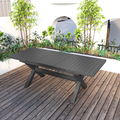 Pantilie Space-Saving  6 to 8 Person Powercoated Aluminum Outdoor Extendable Patio Dining Table With 63in(Closed)-82.6in(Extended), Sturdy In Severe W by Wildon Home