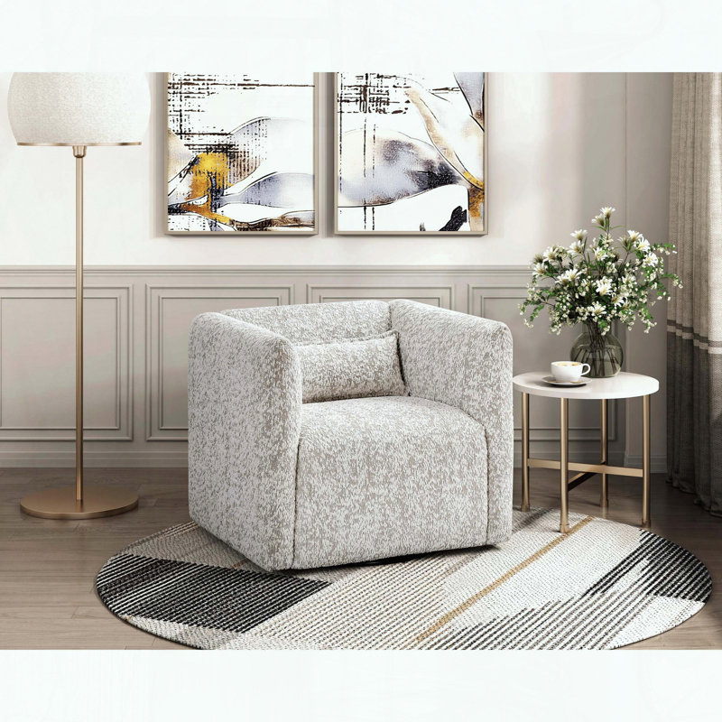 Fauteuil d'appoint pivotant, tissu jacquard et rotation à 360 degrés