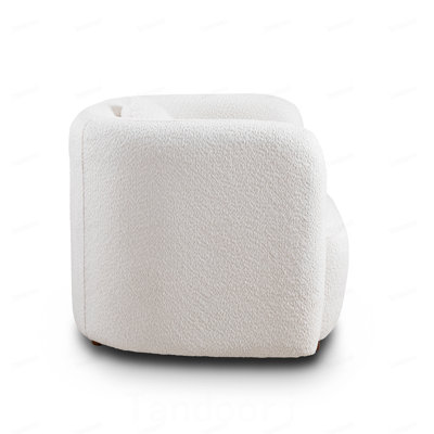 Accent Square Sofa Chair, Boucle Fabric Upholstered Single Cloud Couch Chair, Japandi Style Armchair for Living Room, 1 Seater Sofa