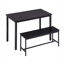 Ensemble de table de bar industriel avec 2 bancs, conception escamotable et compacte, panneau de particules noir mat et acier, L 43,3 po x l 23,6 po x H 29,9 po