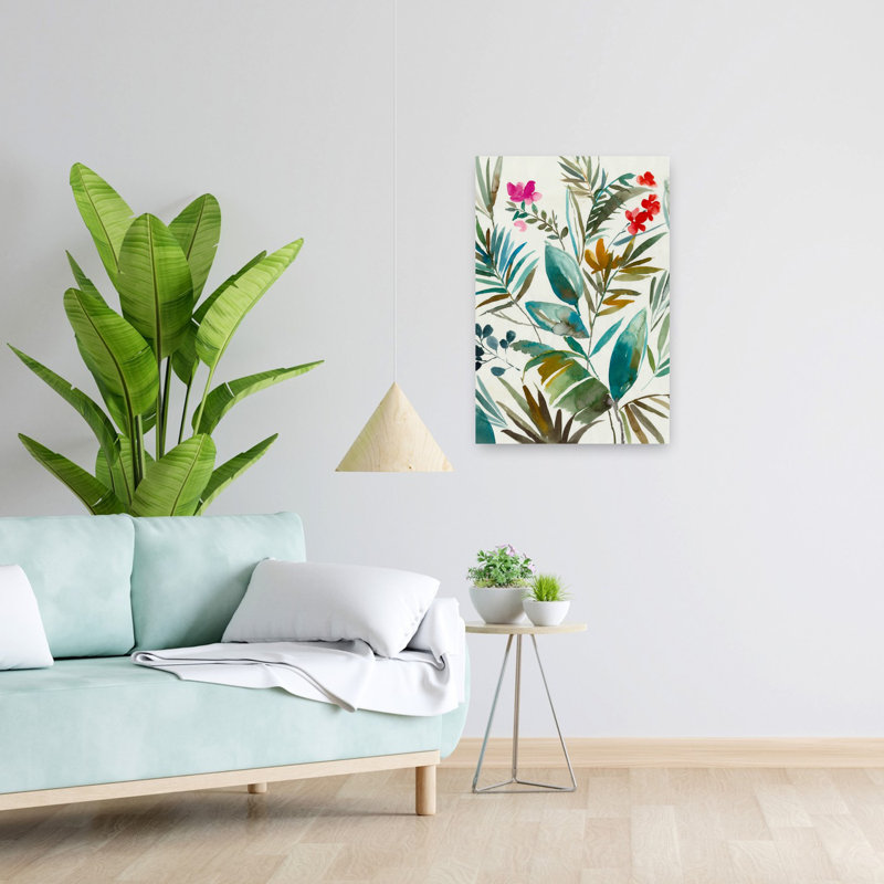 Art tropical tropical délicat avec palmiers, H 24 po x l 16 po