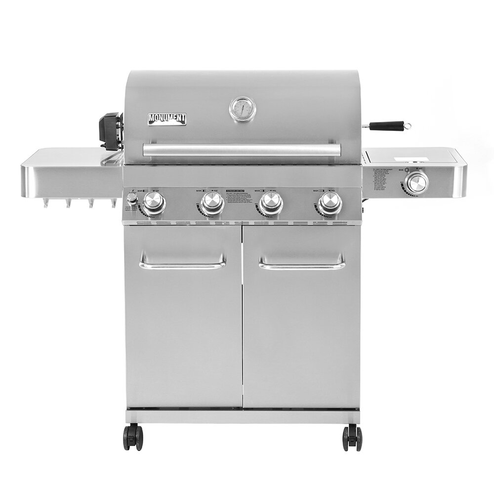 6-Burner Propane Gas Grill in Stainless with LED Controls, Side Burner and  Rotisserie Kit