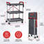 Chariot utilitaire pliable robuste à 3 niveaux avec roulettes – Chariot de service roulant pliable, roulettes pivotantes à 360° verrouillables, organisateur portatif pour bureau, maison, garage, entrepôt – Aucun assemblage requis – Gris-1268426695
