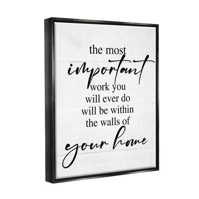 "Importante œuvre que vous ferez" par Lil 'Rue - Art textuel sur toile, cadre flottant