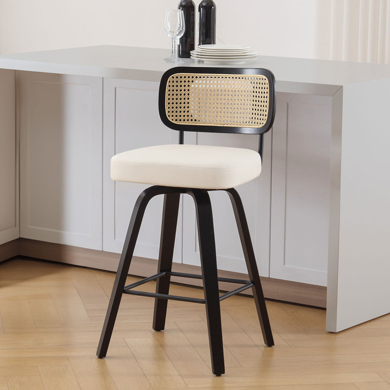 Tabouret de bar et de comptoir Julieza, Noir, Blanc, Tabouret de comptoir (siège d'une hauteur de 26 p