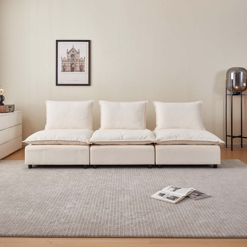 Canapé 3 places sans accoudoirs, Beige