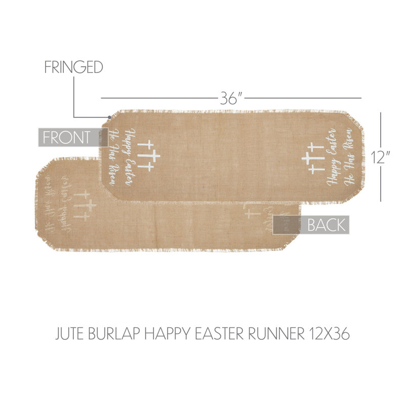 Celebrate Grace Jute Burlap Happy Easter Runner, 36" Rectangle