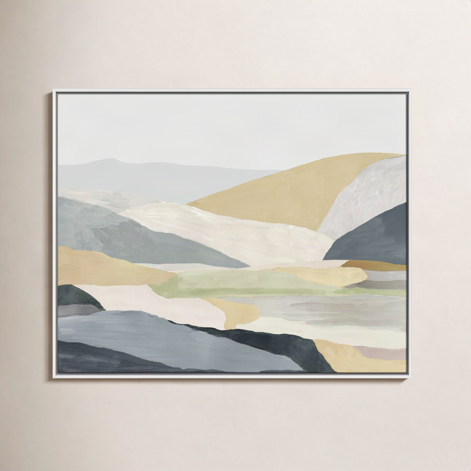 Blair "Warm Hills I" Painting, White Canvas , 31.5" H x 41.5" W x 2" D
