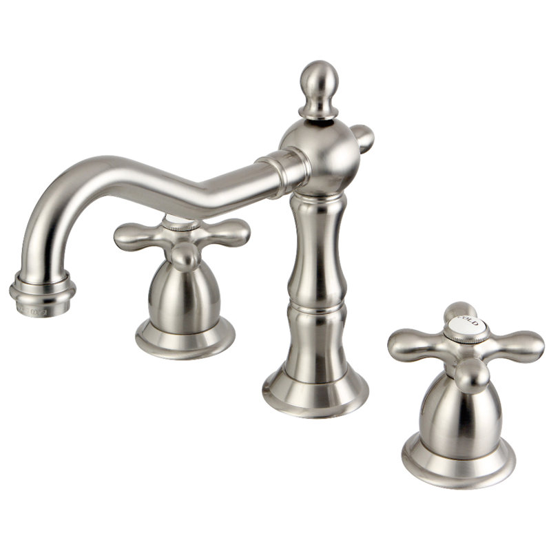 Vintage Lavatory Widespread Bathroom Faucet with Drain Assembly, Brushed Nickel