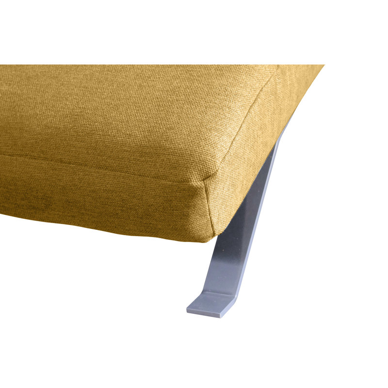 Brixham Upholstered Chenille Fabric Chaise Lounge with Adjustable Back, Yellow, Silver
