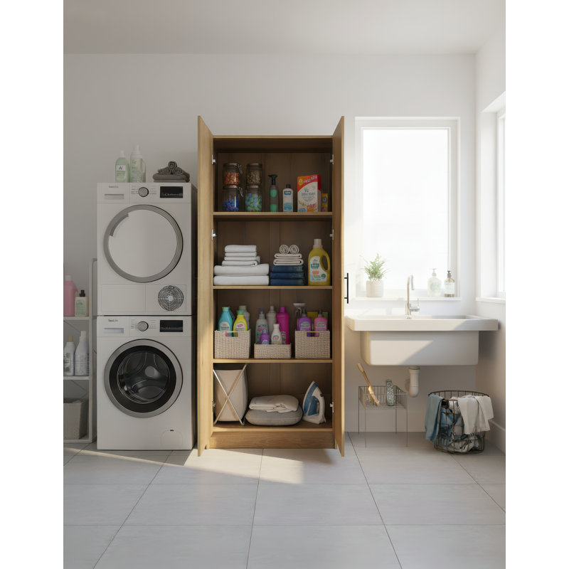 Armoire de rangement polyvalente 0C4800ED69B04AD69A667E009F16513E, H 70,9 po x l 31,5 po P 15,7 po, Chêne