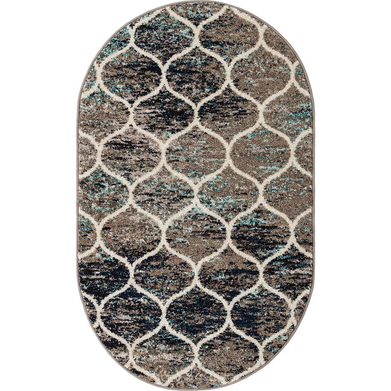 Geometric Indoor Rug, Oval 3' x 5'