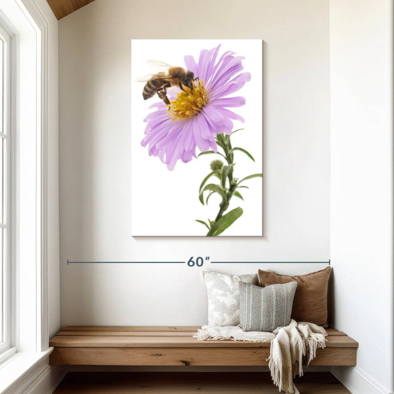 Brampt abeille sur une fleur, H 45 po x l 30 po
