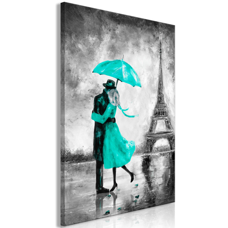 Paris Fog - Painting on Canvas, 120cm H x 80cm W x 1.3cm D, Green/Grey