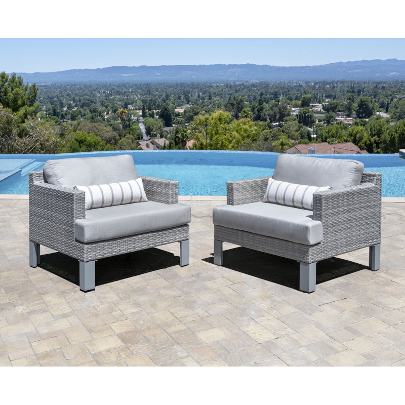 Chaise de patio avec coussins Sunbrella angelline Montecito, gris