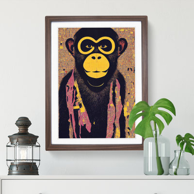 Monkey Abstract 1 Piece Single Picture Frame Wall Art