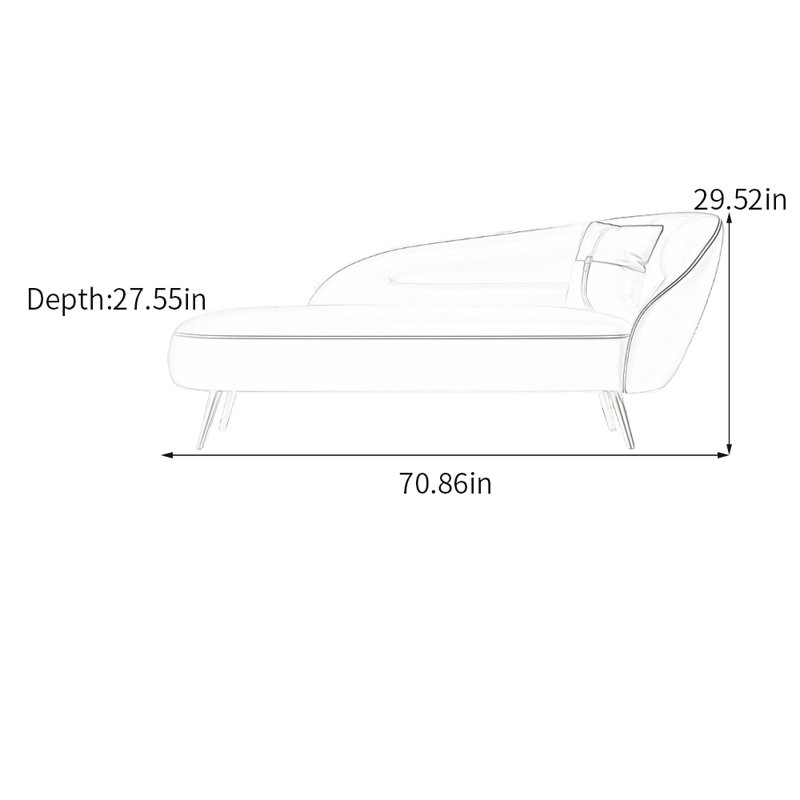 Chaise longue en similicuir Modern Simplicity, Right Hand Facing, Black