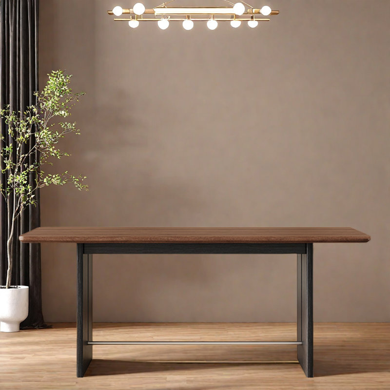 Table de salle à manger en bois massif rétro, H 29,53 po x L 70,87 po x l 35,43 po