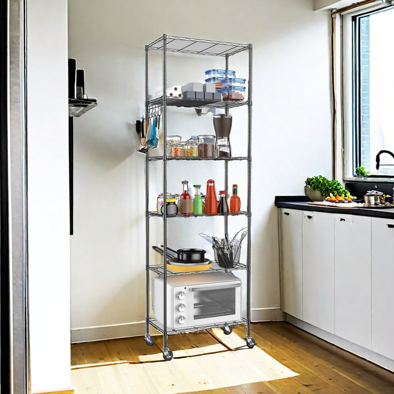 Eilley 6-Tier Steel Shelving Unit, Black