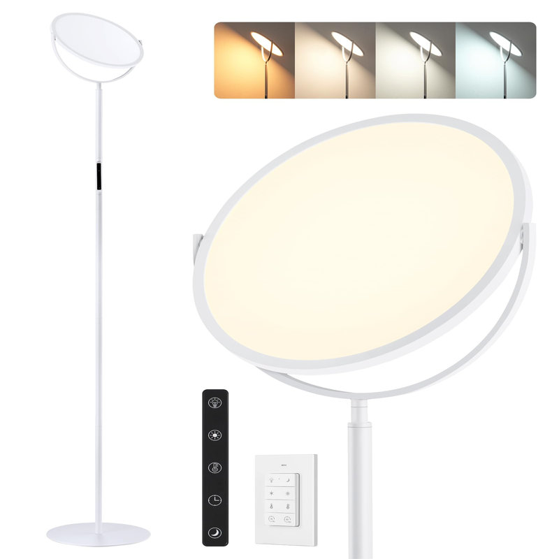 Delvontae 193cm Torchiere Floor Lamp, White
