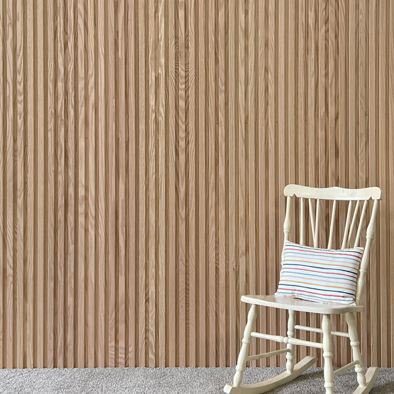 Panneaux muraux à lattes 5,5 po x 72 po en bois brut (paquet de 4), Chêne rouge