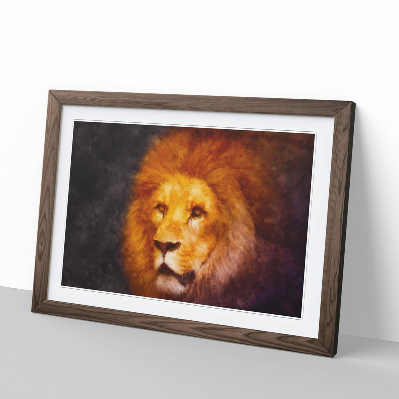 Lion Vol.4 - Picture Frame Graphic Art, Walnut Framed, 27cm H x 36cm W x 2cm D