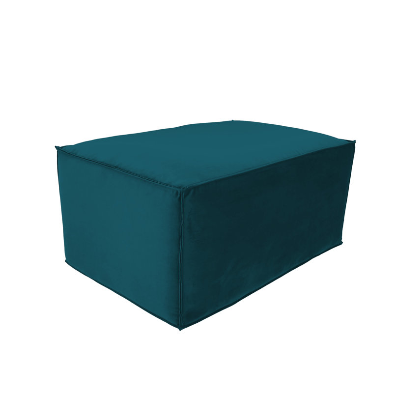 Microfiber & Vinyl Overstuffed 36" x 24" Rectangle Ottoman, 16"H, Peacock