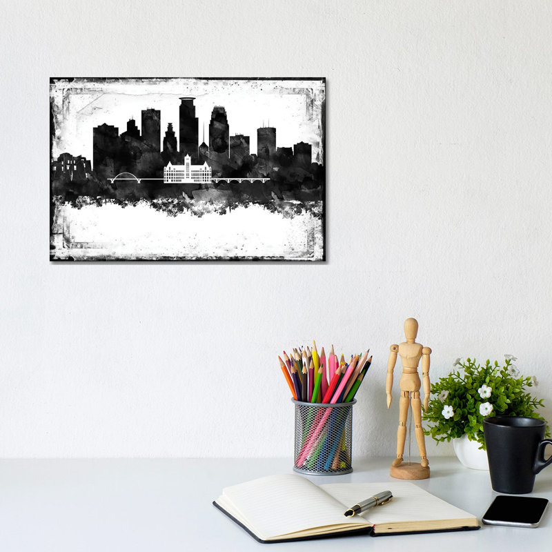 Minneapolis Skylines - Wrapped Canvas Print, 20.32cm H x 30.48cm W