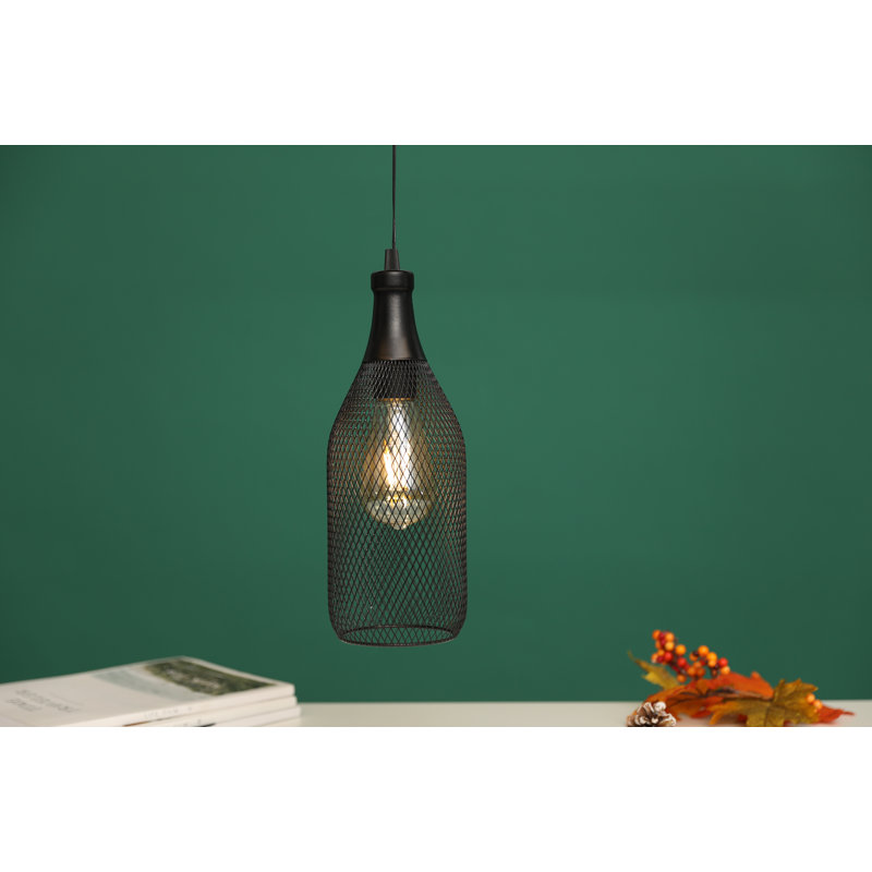 Lampe suspendue décorative 12,5 po en métal noire alimentée par pile