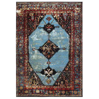 Tapis rouge / bleu clair Carrieanne