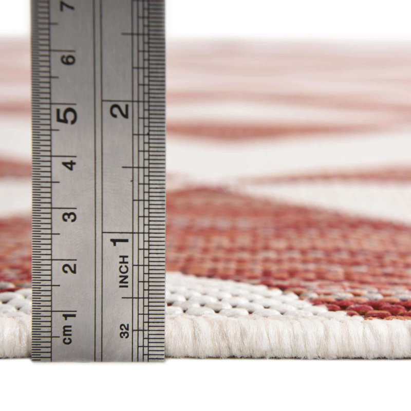 Outdoor Destiny Area Rug Wine Color, Rectangle 5'3" x 7'3"