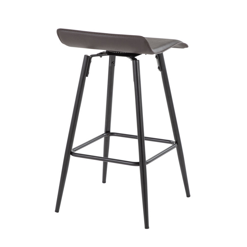 Kalsum Upholstered Counter Stool with Metal Frame, Espresso, Counter Stool (26” Seat Height)