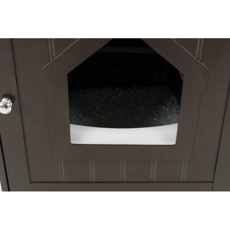 Espresso Brown Wooden Cat Litter Box Enclosure Side Table