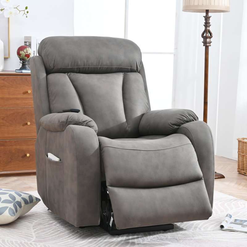 Electric Power Lift Recliner Chair, Dark Gray Velvet