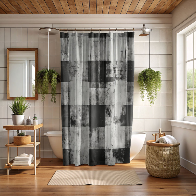 Rideau de douche Faded Checks - Premium, H 74 po x l 71 po