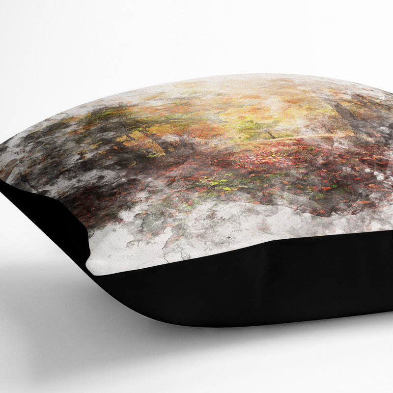 Sunlight Through the Trees Cushion with Filling, 55cm H x 55cm W x 20cm D, Black