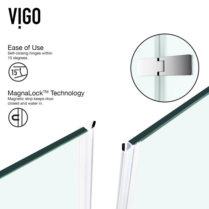 Monteray 32" W x 32" D x 79" H Hinged Frameless Shower Enclosure with 3/8  Clear Glass&Base, Chrome