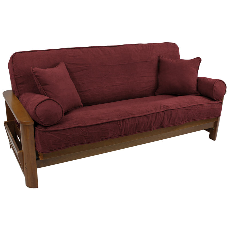 Housse pour futon à coussins carrés/rectangulaires, Vin rouge