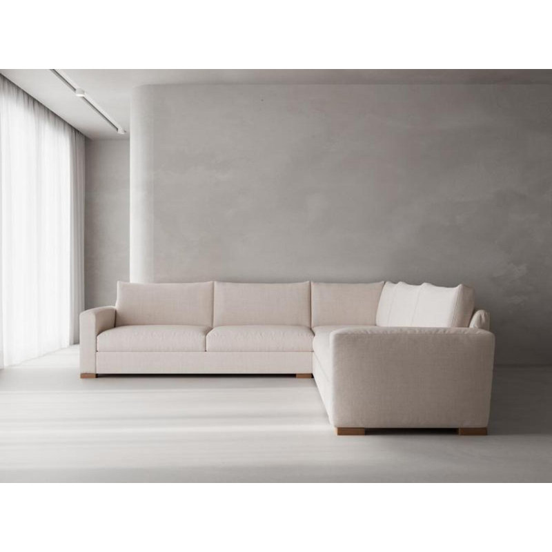 Canapé modulaire en L, Mélange de polyester ivoire Nevis
