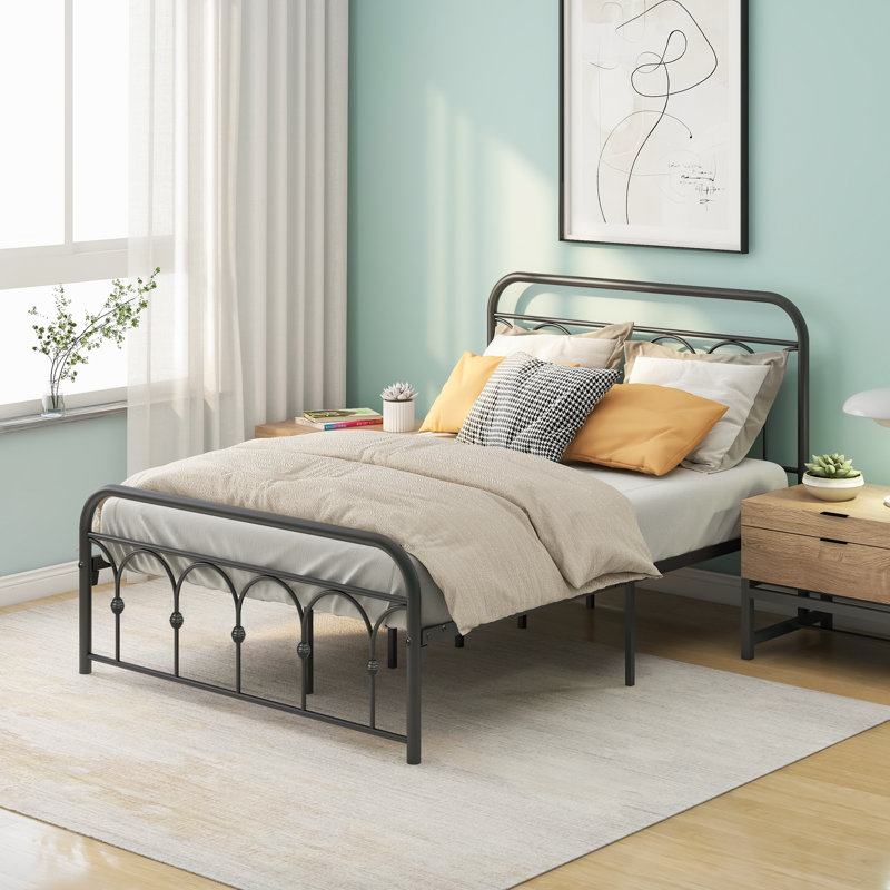 Structure de lit en acier 43,31 po Karole, Double / double, Noir