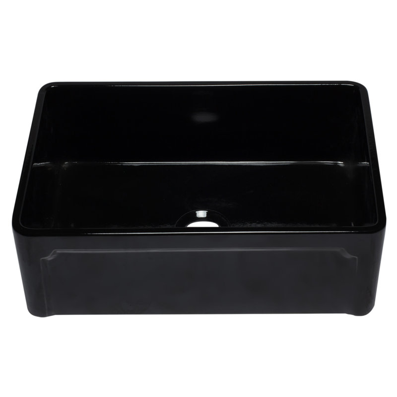 29.75'' L Single Bowl Fireclay Kitchen Sink, Black