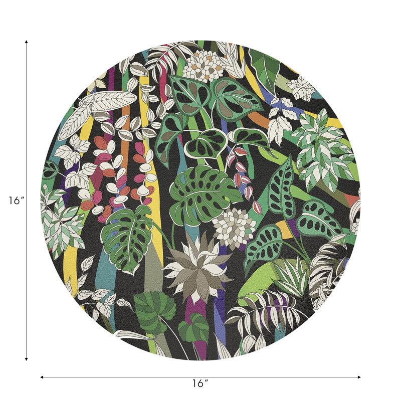 Sabi Jungle Pebble 16" Vinyl Placemat, Black