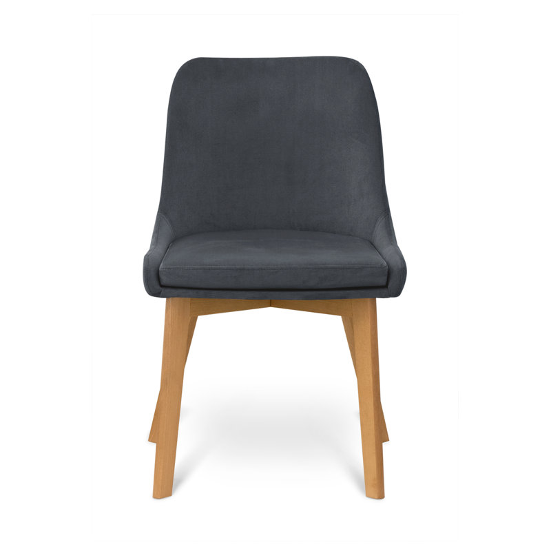 Växjö 111.8cm H Velvet Upholstered Parsons Chair, Grey, Brown