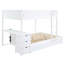 Lit superposé blanc avec bureau, lit gigogne simple et rangement - Créez un bureau de chambre à coucher confortable et dans une famille élégante