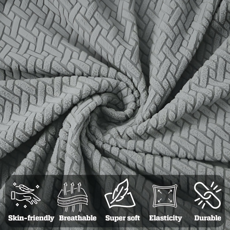 	Luxury Jacquard Pattern Spandex Sofa Cover - Stretch Slipcover for Sofa Protection, Grey, 179cm H x 224cm W - (2 Seater)