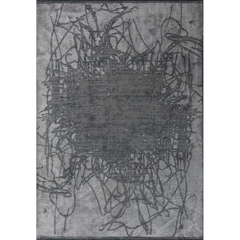 Rapture Abstract Area Rug in Gray, Rectangle 7'10" x 11'2"