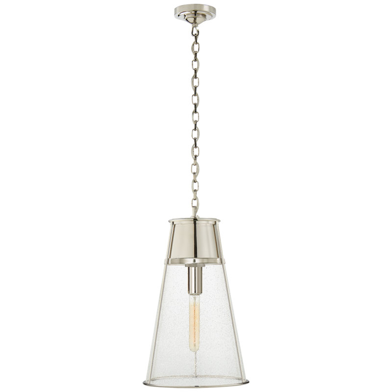 Thomas O'Brien Robinson Small Pendant, Seeded, Polished Nickel, 19.5" H x 11.75" W x 11.75" D