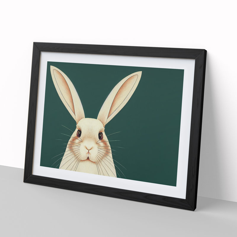 The Face Of A Rabbit - Single Picture Frame Print, Black, 46cm H x 64cm W